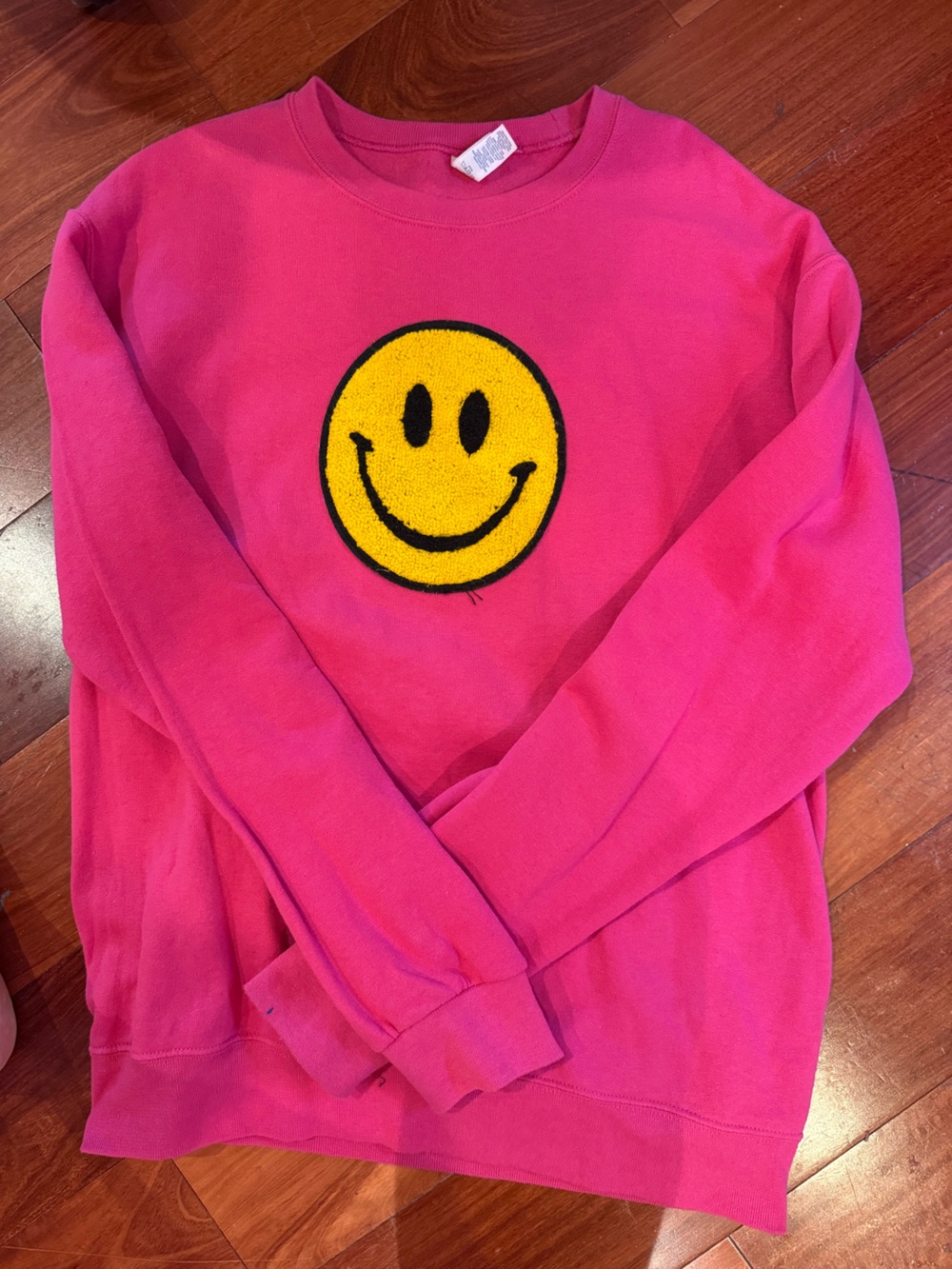 Kids or Women’s Oversized Sweatshirt with Yellow Smiley Patch